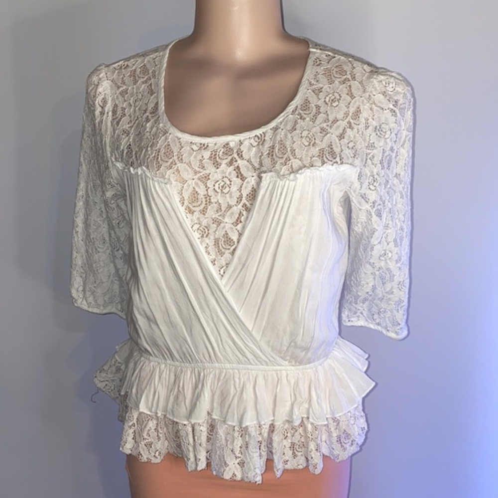 Sexy White Diamonds Edwardian‎ peplum lace top